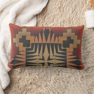 Coussin Rectangle Géométrique texturée orange et noire