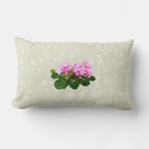 Coussin Rectangle Géraniums rayés rose et blanc