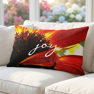 Coussin Rectangle Gerbéra Daisy Orange Rouge Photo Joie Script Moder