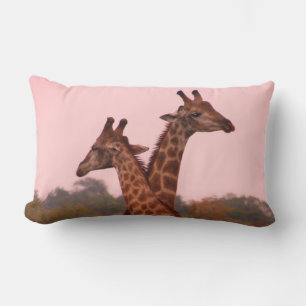 Coussin Rectangle Girafe au ciel rose