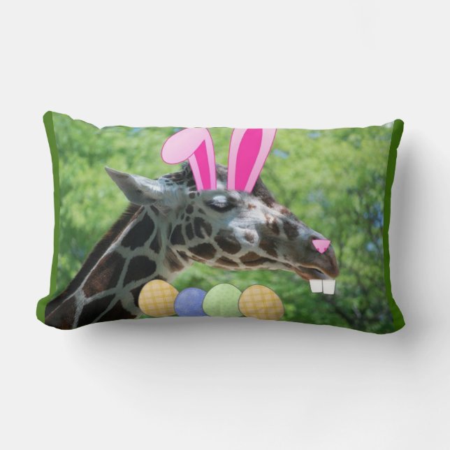 Coussin Rectangle Girafe de Pâques (Recto)