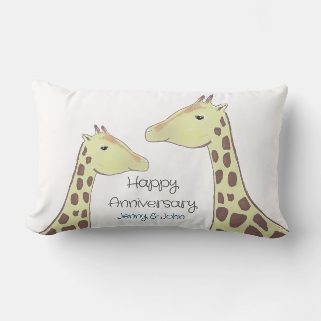 Coussin Rectangle Giraffe Couple Mariage Anniversaire (Recto)