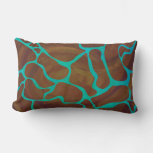 Coussin Rectangle Giraffe Impression Brown et Turquoise