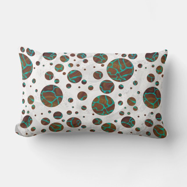 Coussin Rectangle Giraffe Impression Brown et Turquoise (Recto)