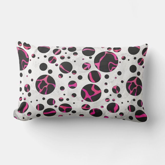 Coussin Rectangle Giraffe rose chaude et noire (Recto)