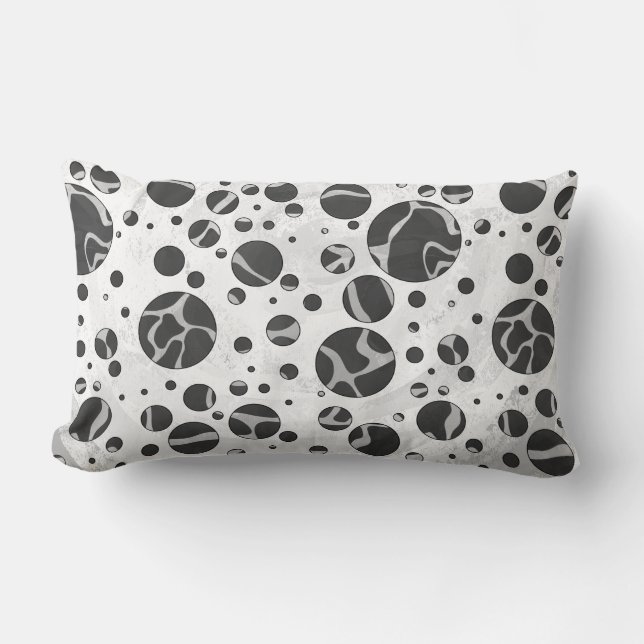 Coussin Rectangle Giraffy Polka Dot noir et gris clair Impression (Recto)