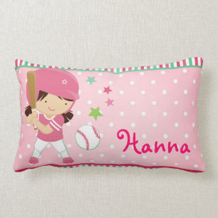 Coussin Rectangle Girly du base-ball personnalisé