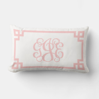 Coussin Rectangle GJE Clé rose pâle grec Monogramme