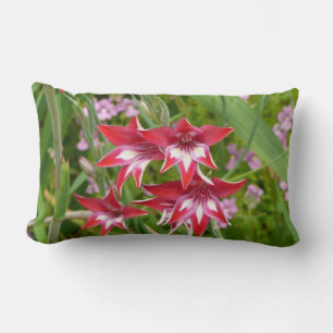 Coussin Rectangle Gladiolas rouge et blanc Botanique d'été