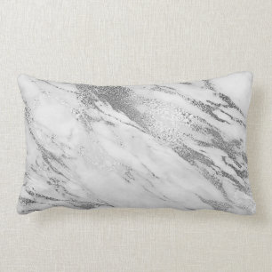 Coussin Rectangle Glam en marbre monochromatique gris blanc