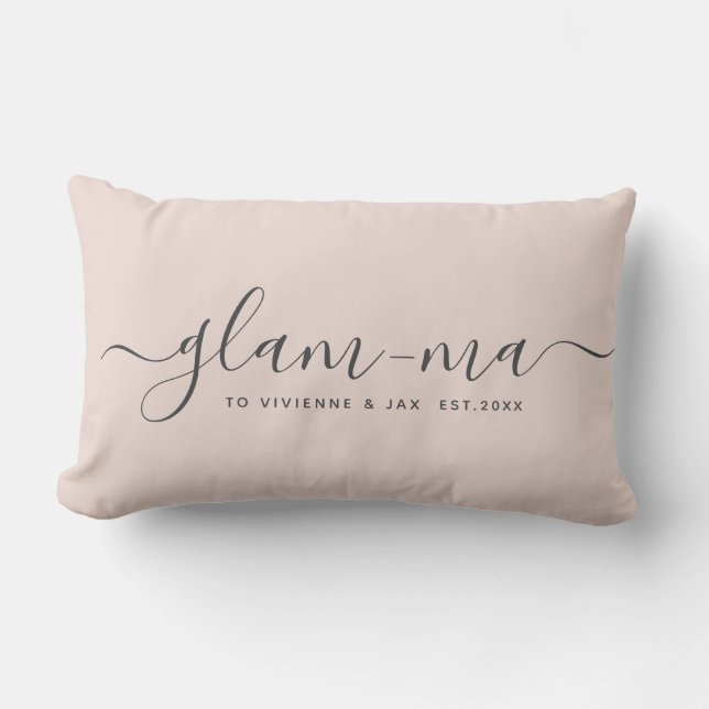 Coussin Rectangle Glam-ma Chic Script moderne amusant Blush Pink Gra (Recto)