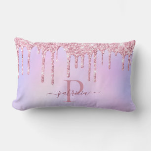 Coussin Rectangle Glam Rose Paillettes Elegant Monogramme