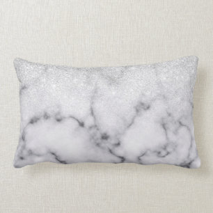 Coussin Rectangle Glamorous Silver White Glitter Marble Gradient