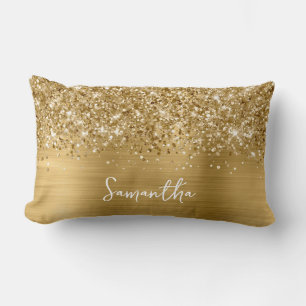 Coussin Rectangle Glittery Gold Glam Nom du script
