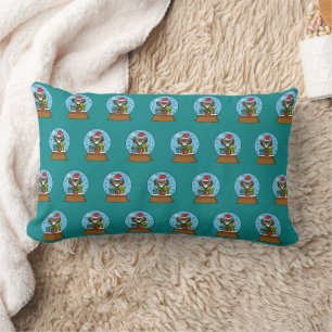 Coussin Rectangle Globe des neiges avec Chouette du Père Noël