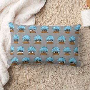 Coussin Rectangle Globe des neiges avec trois Chouettes Gnomes