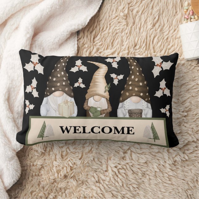 Coussin Rectangle Gnomes de Noël d'hiver (Couverture)