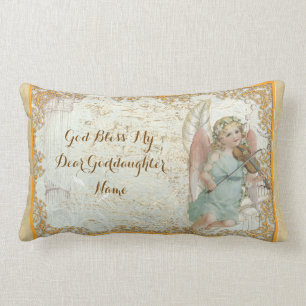Coussin Rectangle Godgirl Cadeau Communion Baptême Angel Vintage