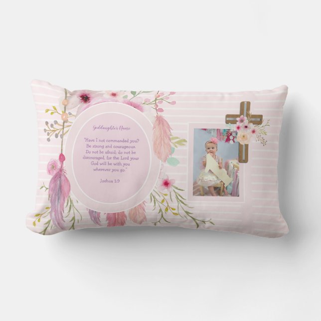 Coussin Rectangle Godgirl Cadeau Motivation Encouragement NOMMÉ (Recto)