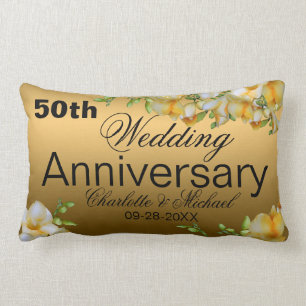 Coussin Rectangle Gold 50th Wedding Anniversary