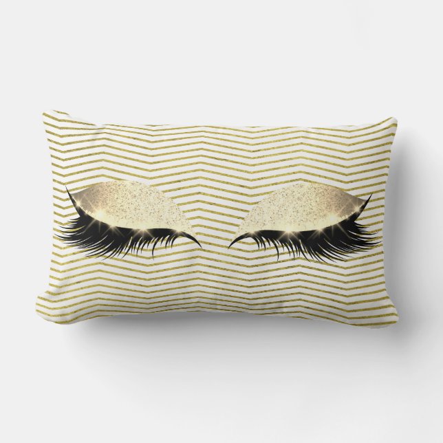 Coussin Rectangle Gold Chevron White Foxier Parties scintillant de s (Recto)