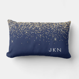 Coussin Rectangle Gold Navy Blue Girl Parties scintillant étincelant