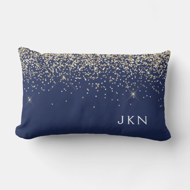 Coussin Rectangle Gold Navy Blue Girl Parties scintillant étincelant (Recto)