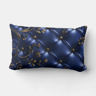 Coussin Rectangle Gold vintage et velours bleu marine