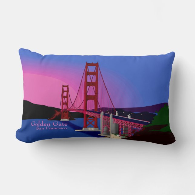 Coussin Rectangle Golden Gate San Francisco la nuit (Recto)