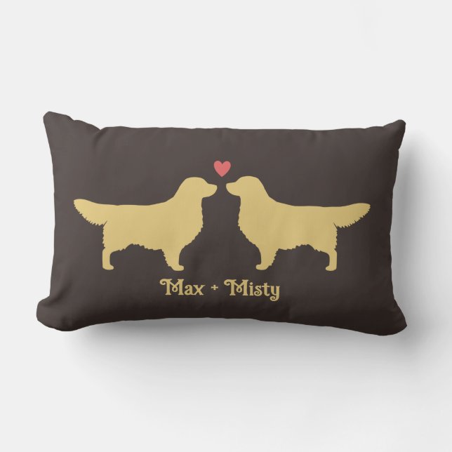 Coussin Rectangle Golden Retrivers Mariage Couple Chiens mariés (Recto)