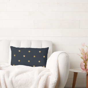 Coussin Rectangle Golden Stars on Midnight Black