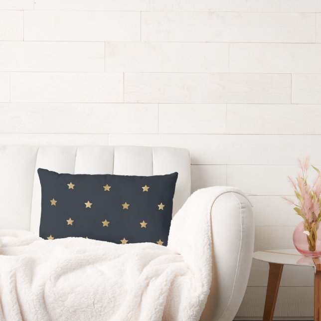 Coussin Rectangle Golden Stars on Midnight Black (Canapé)