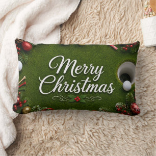 Coussin Rectangle Golf à thème de Noël sur gazon vert