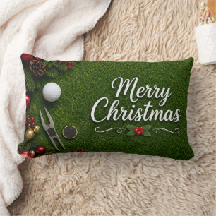 Coussin Rectangle Golf de Noël sur gazon vert