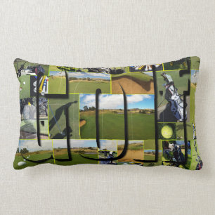 Coussin Rectangle Golf Photo Collage Et Logo,