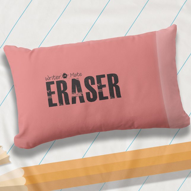Coussin Rectangle Gomme de l'écrivain au crayon et au papier pour en (Créateur téléchargé)