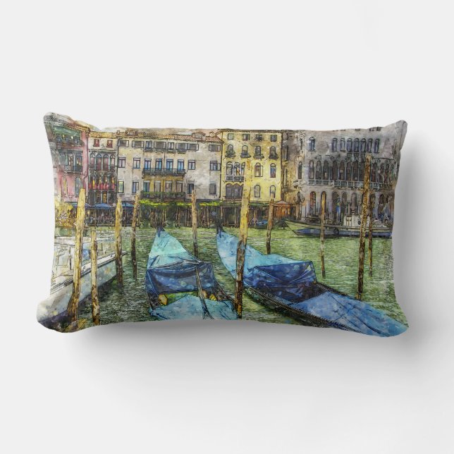 Coussin Rectangle Gondoles du Canal de Venise (Recto)