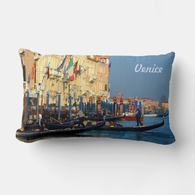 Coussin Rectangle Gondoliers vénitiens sur le canal grand (Recto)