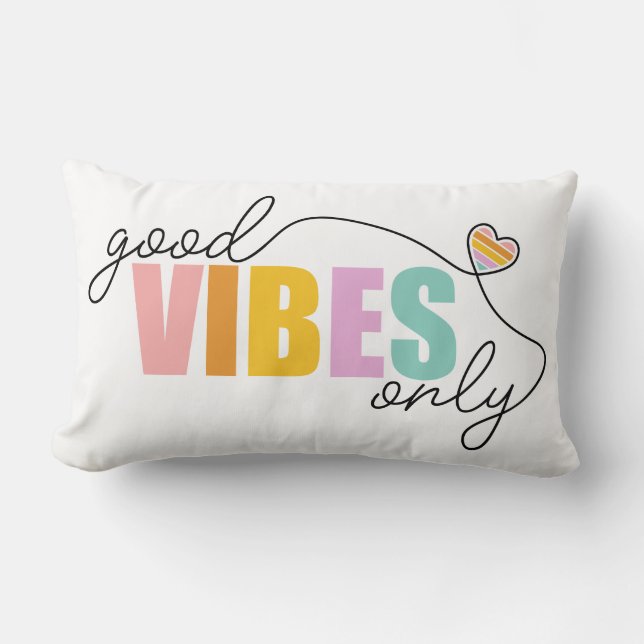 Coussin Rectangle Good Vibes seulement Rainbow Heart (Recto)