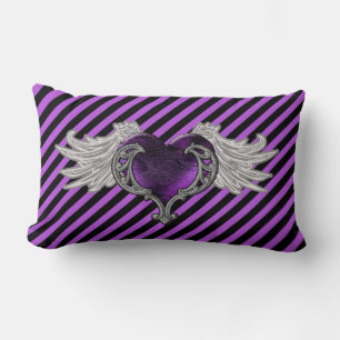 Coussin Rectangle Goth Coeur pourpre avec ailes angéliques Jeter ore