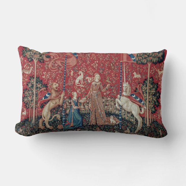 Coussin Rectangle Goût de tapisserie médiévale Lady and Unicorn (Recto)