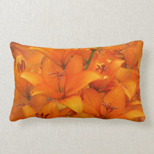 Coussin Rectangle Gouttes de pluie oranges de photo de jardin de lis