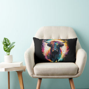 Coussin Rectangle Grace Ghoost : Vache Holographique Spectrale,