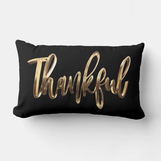 Coussin Rectangle Grâces Élégants Script Gold Moderne Thanksgiving (Recto)