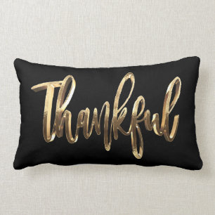 Coussin Rectangle Grâces Élégants Script Gold Moderne Thanksgiving