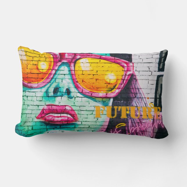 Coussin Rectangle Graffiti Future Est Fille Lumineuse & Lunettes de  (Recto)