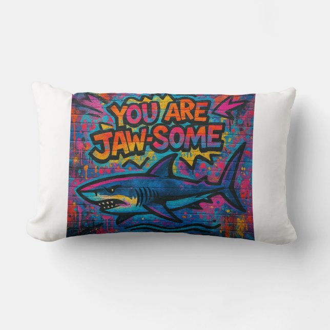 Coussin Rectangle Graffiti pour requins de mâchoires (Recto)