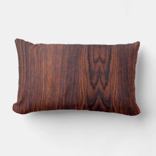 Coussin Rectangle Graine de bois foncé en acajou   motif en bois bru