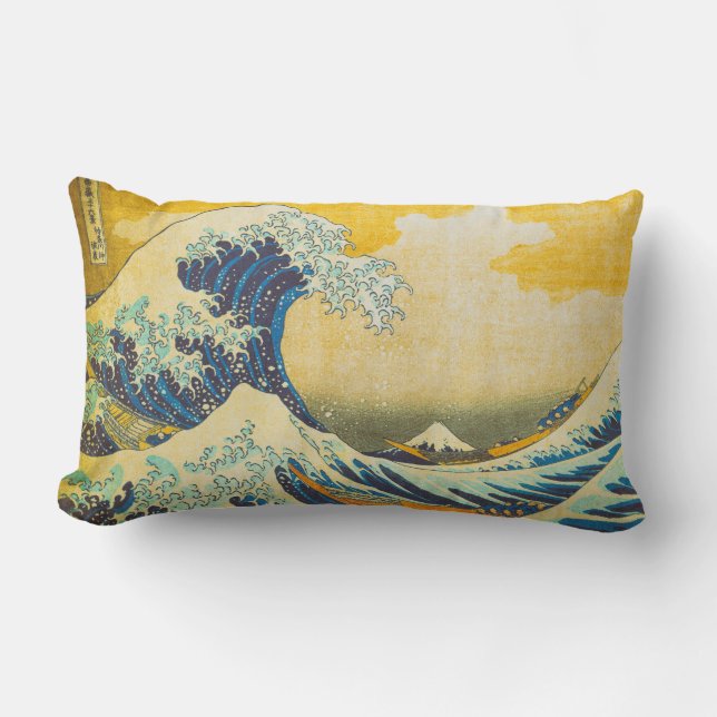 Coussin Rectangle Grand art japonais vintage de vague (Recto)