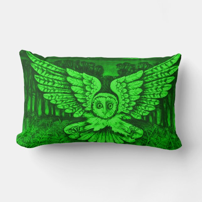 Coussin Rectangle Grand carreau vert de hibou (Recto)